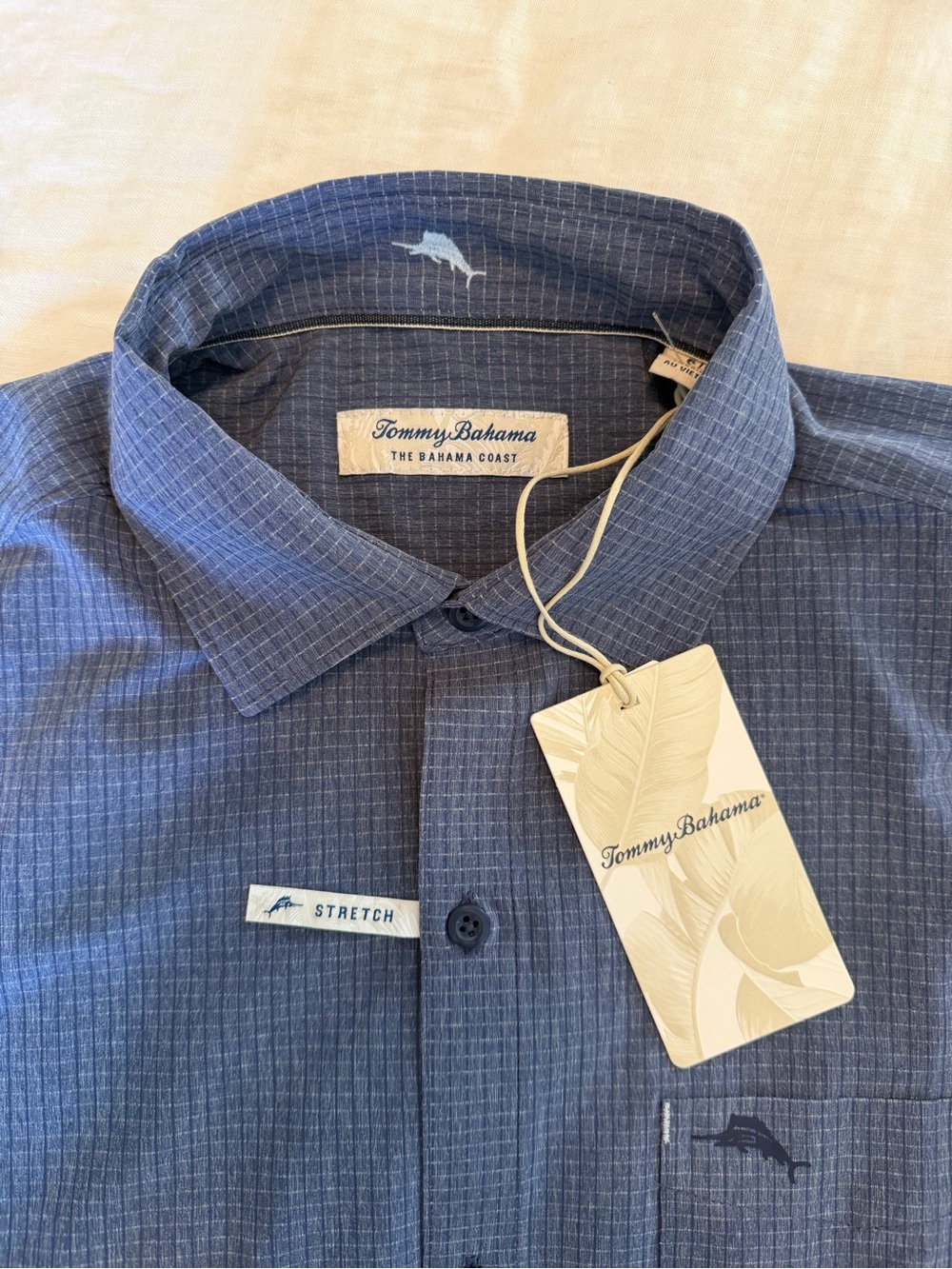 Tommy Bahama Blue Stretch Casual Button-Down Shirt